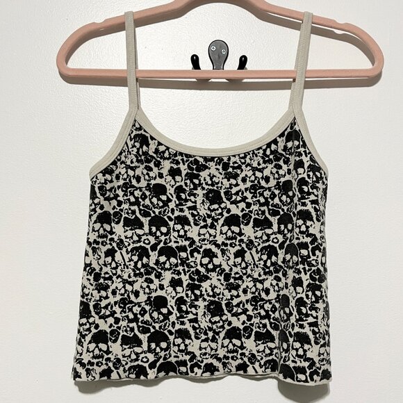 Brandy Melville Womens Y2K Cropped Skull Tank XS/S Grunge Streetwear Punk Emo - Picture 4 of 5